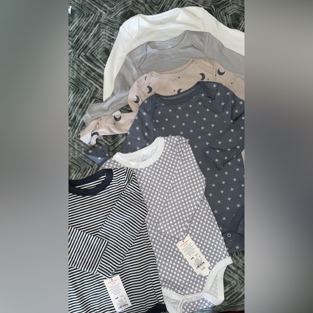 Cat&Jack Baby Long Sleeve Onesie bundle of 6 Brand New